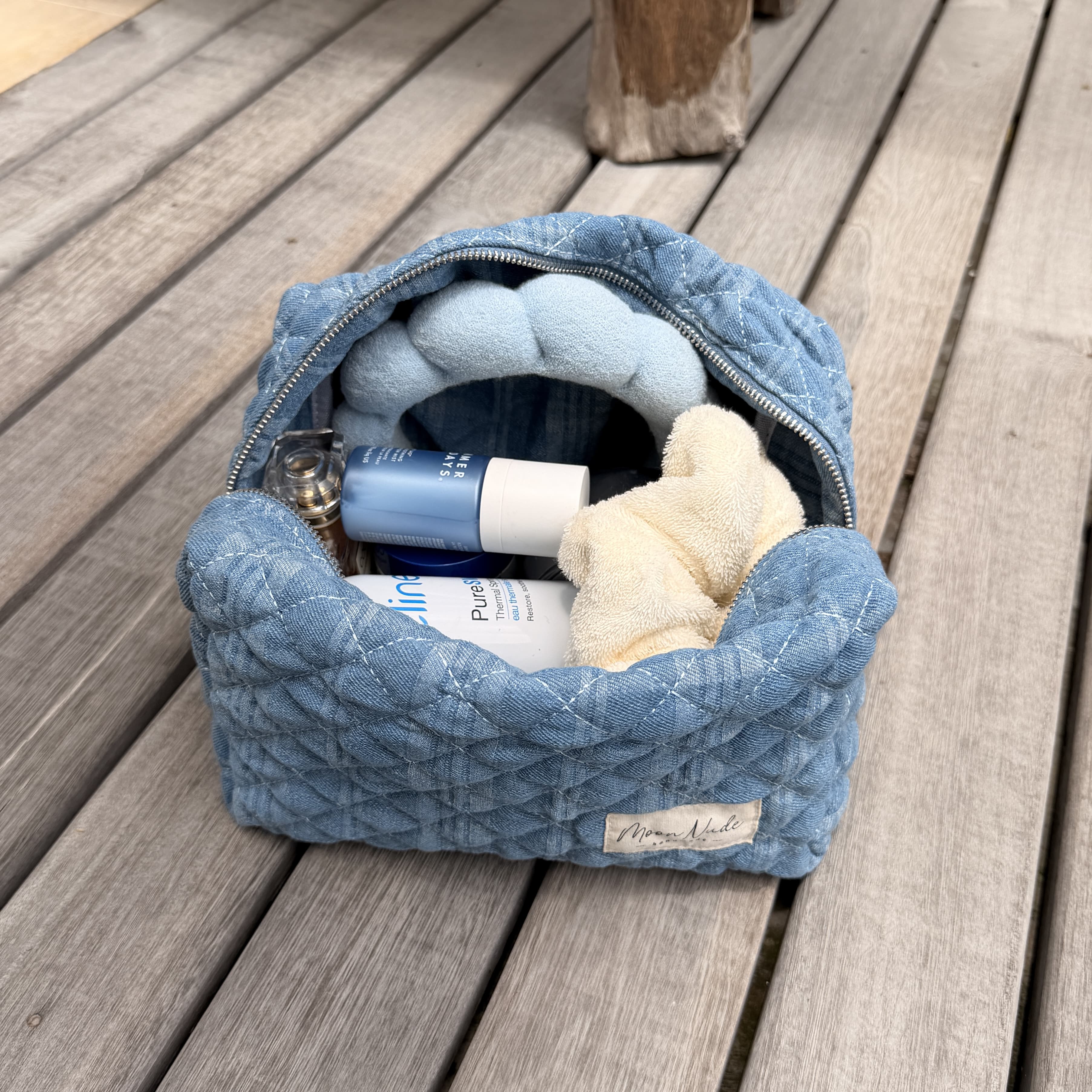 Denim Large Makeup Bag - Image 3